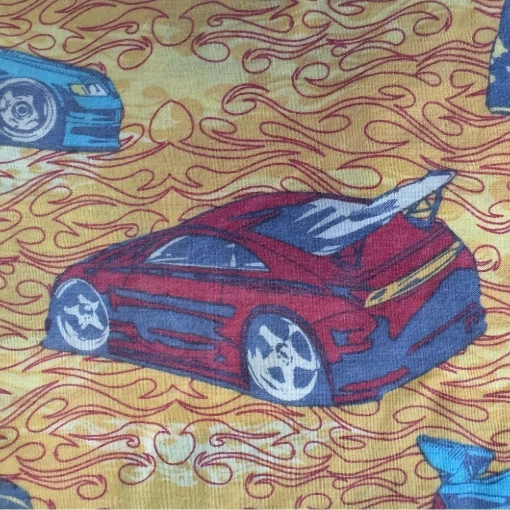 Hot Wheels Flat Sheet Yellow Flames Car Kid Automobile Play Bedroom Twin Linens